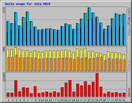 Daily usage for July 2019