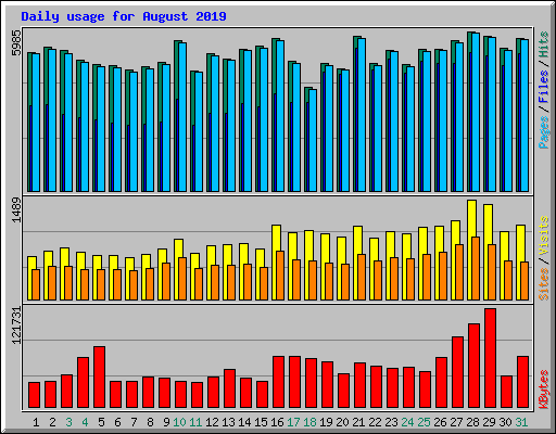 Daily usage for August 2019