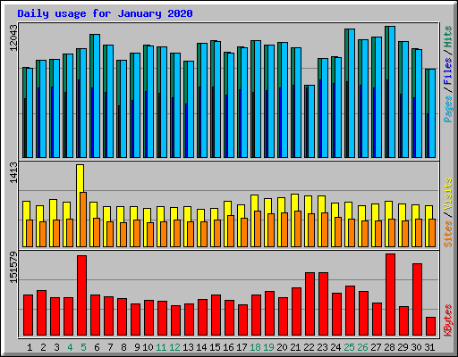 Daily usage for January 2020