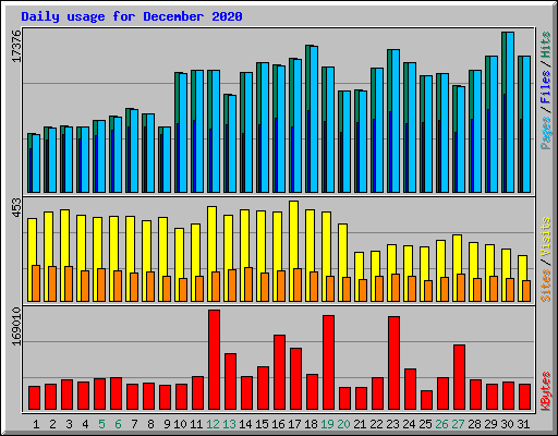 Daily usage for December 2020