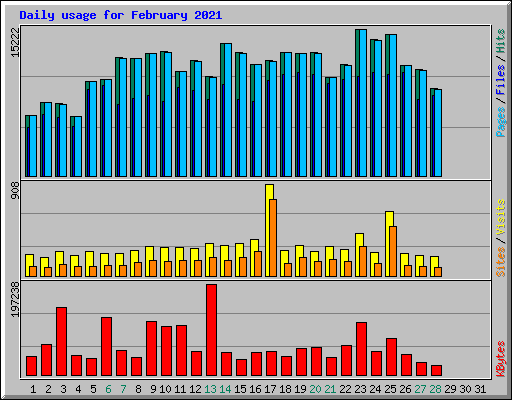 Daily usage for February 2021