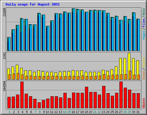 Daily usage for August 2021