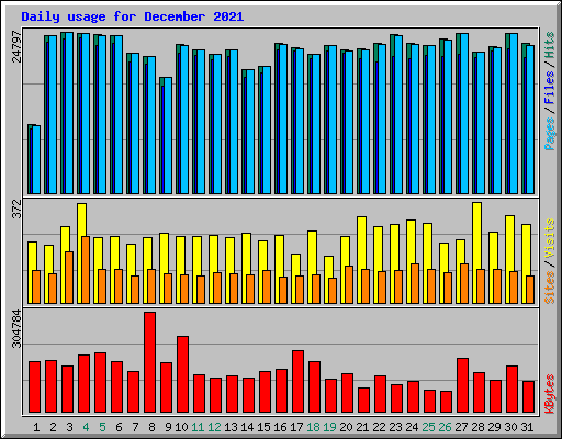 Daily usage for December 2021