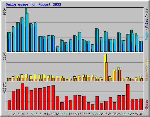 Daily usage for August 2022