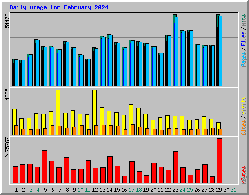 Daily usage for February 2024